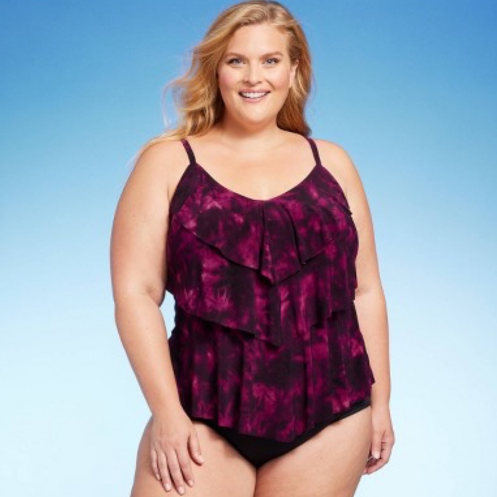 Women's UPF 50 Tiered Tankini Top - Aqua Green L
